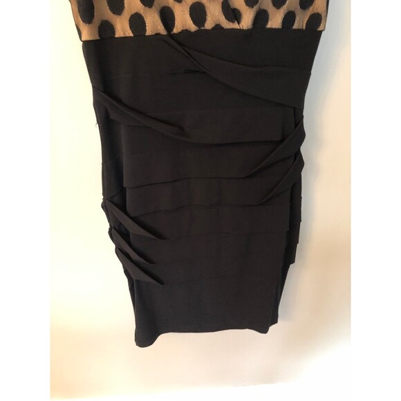 SAINT TROPEZ WEST Sz 8 BLACK PLEATED V NECK SLEEVELESS FORMAL PARTY DRESS - Picture 6 of 8